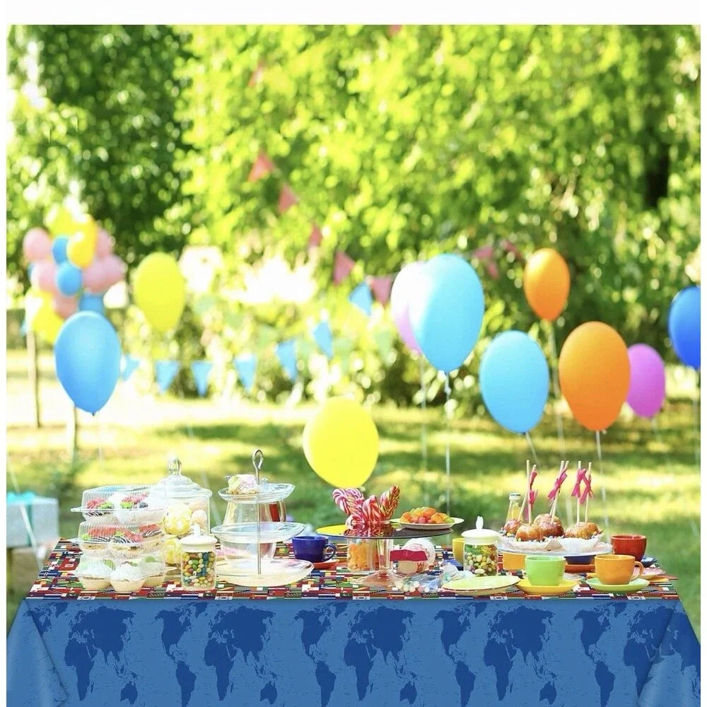 3 Pieces International Flag Tablecover World Flag Party Tablecloth Decorations